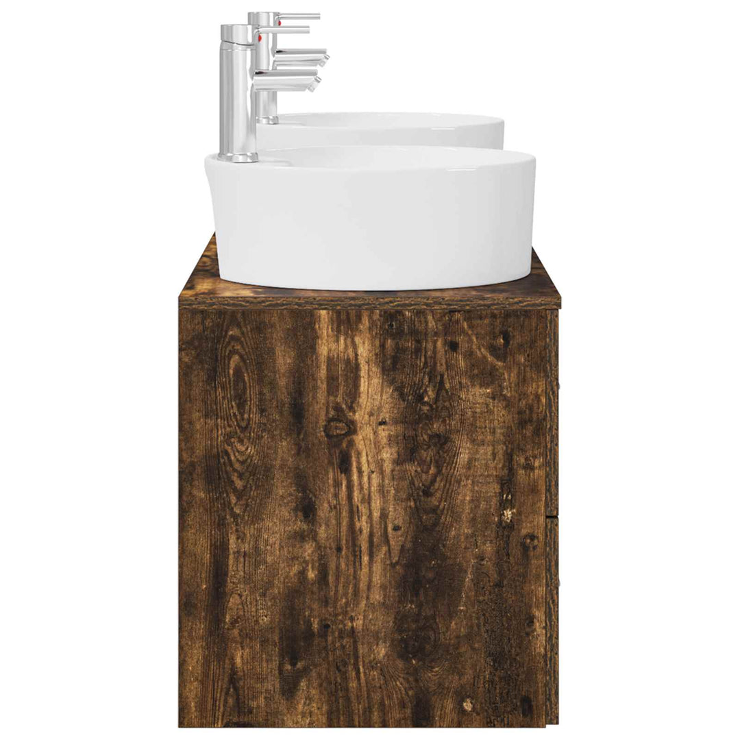 Badeværelsesskabsæt 3 stk. Røget eg 49,5 x 44,5 x 65 cm