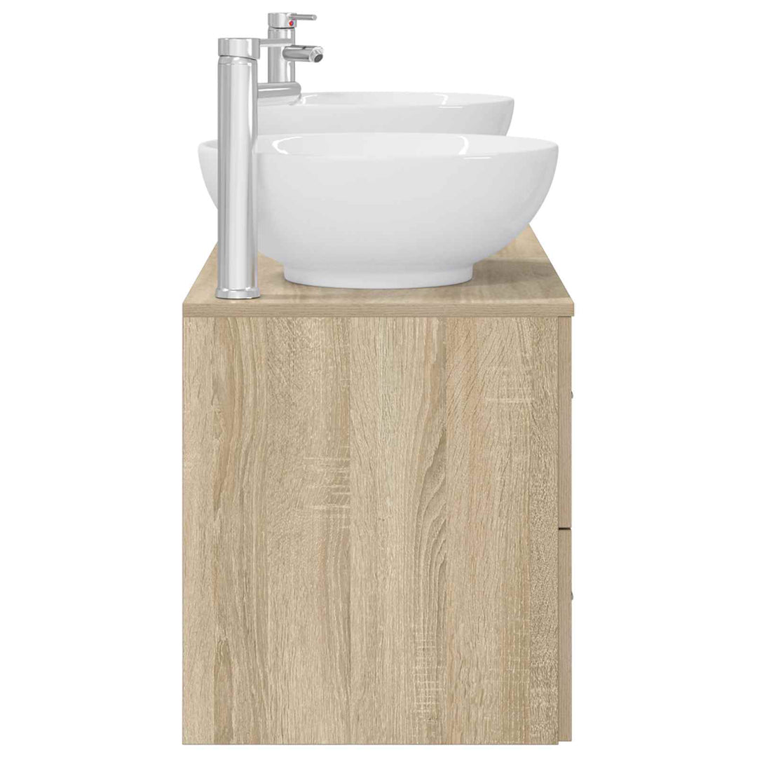 Badeværelsesmøbel sæt 3 stk. Sonoma-eg 49,5 x 44,5 x 65 cm