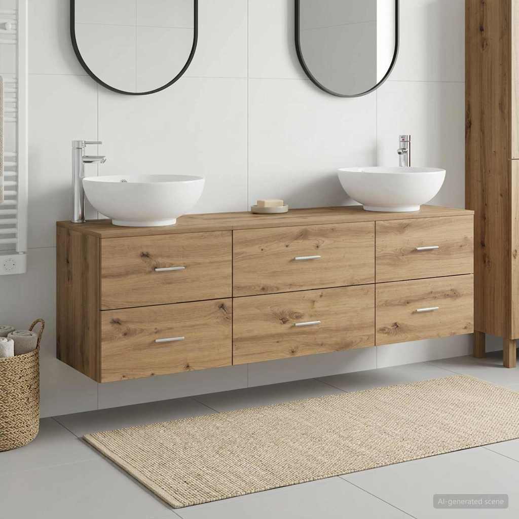 Badeværelsesmøbel sæt 3 stk. Artisan-eg 49,5 x 44,5 x 65 cm