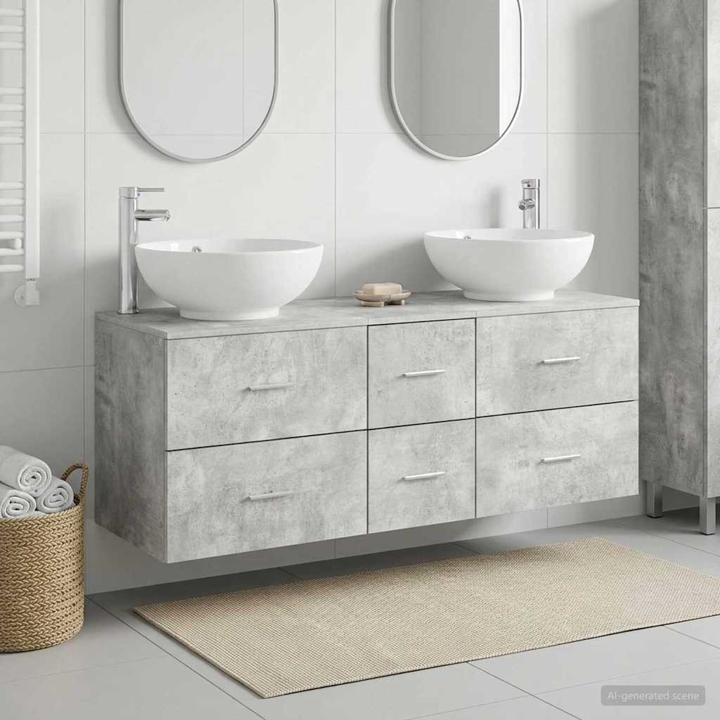 Badeværelsesmøbel sæt 3 stk. Betongrå 49,5 x 44,5 x 65 cm