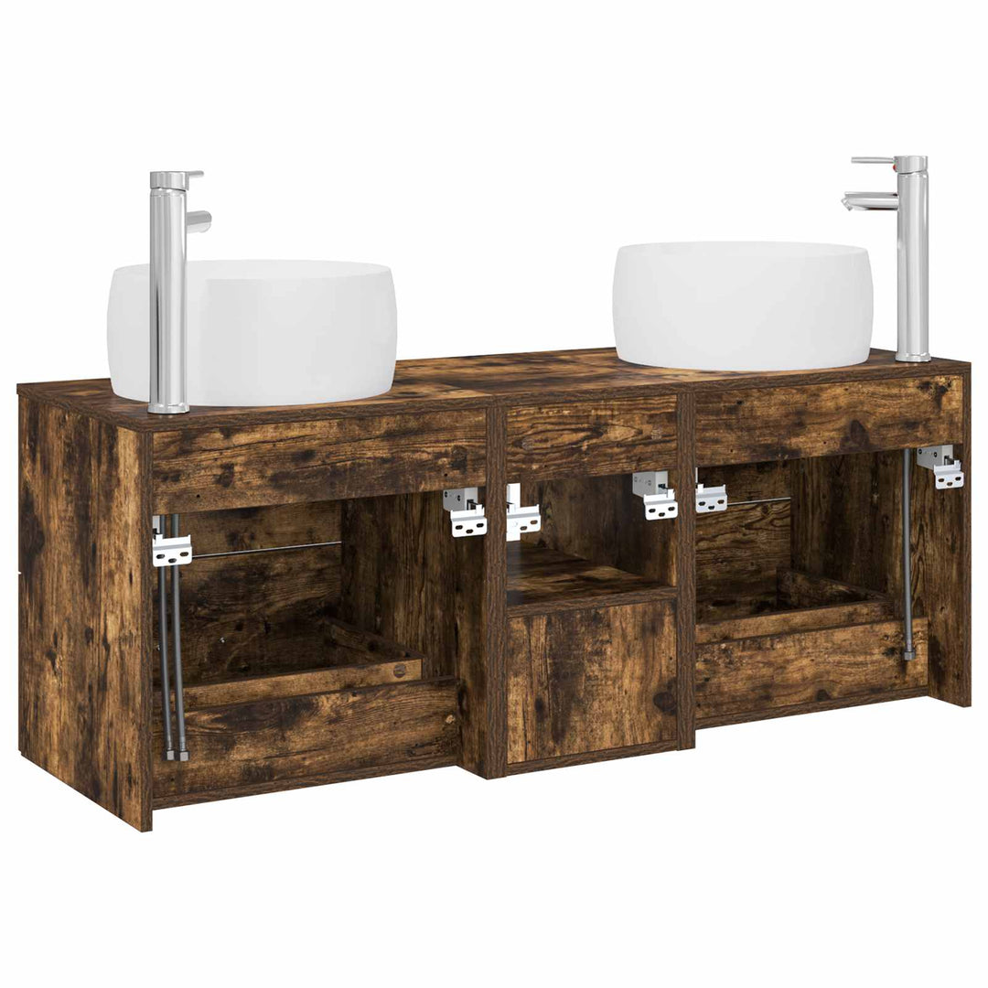 Badeværelsesmøbel sæt 3 stk. Røget eg 49,5 x 44,5 x 66 cm