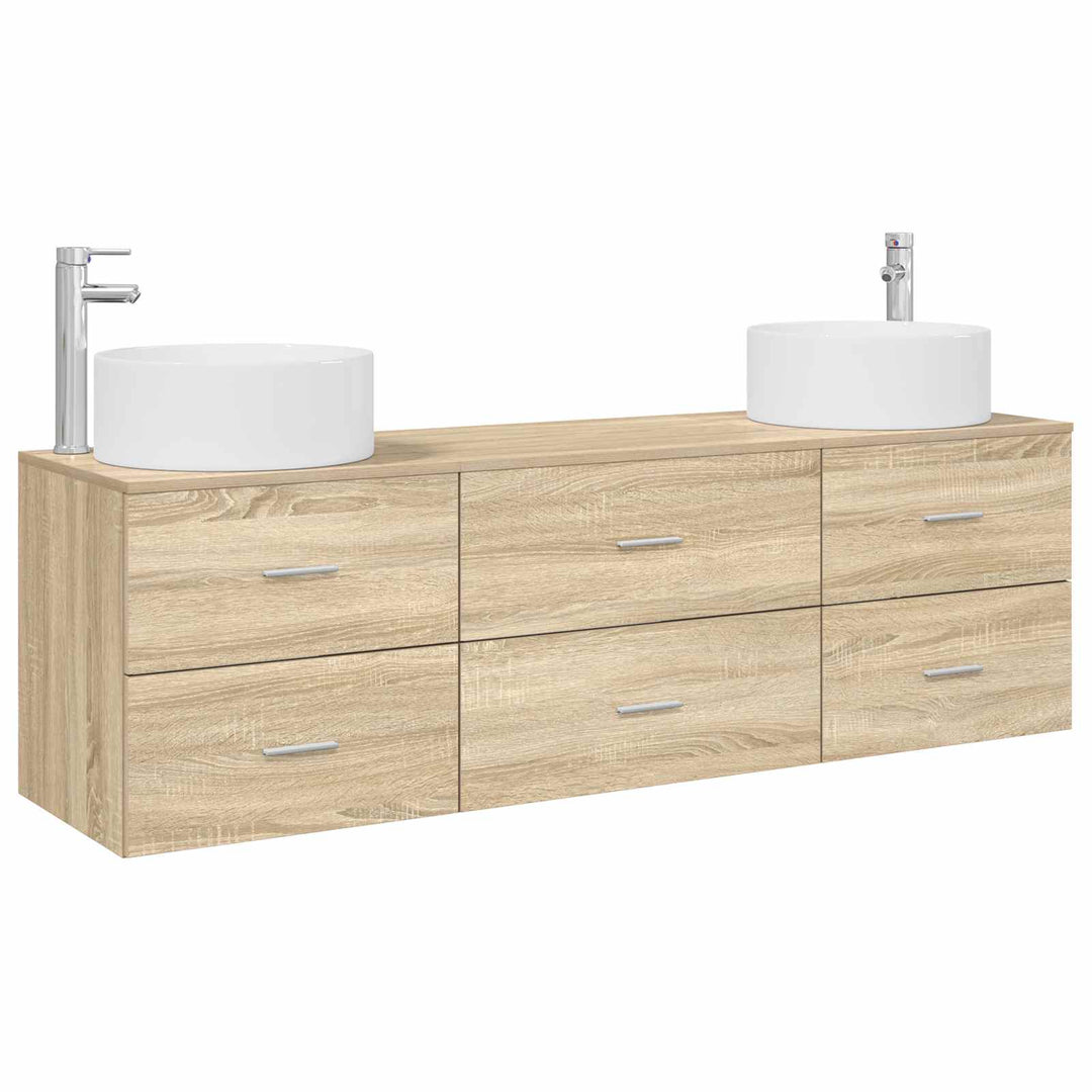 Badeværelsesmøbel sæt 3 stk. Sonoma-eg 49,5 x 44,5 x 65,5 cm