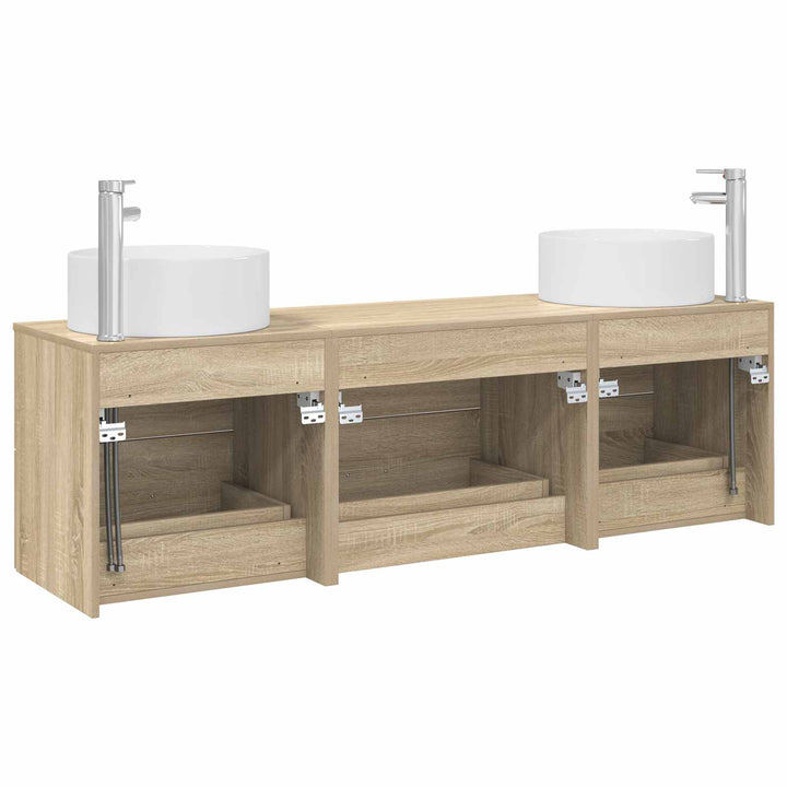 Badeværelsesmøbel sæt 3 stk. Sonoma-eg 49,5 x 44,5 x 65,5 cm
