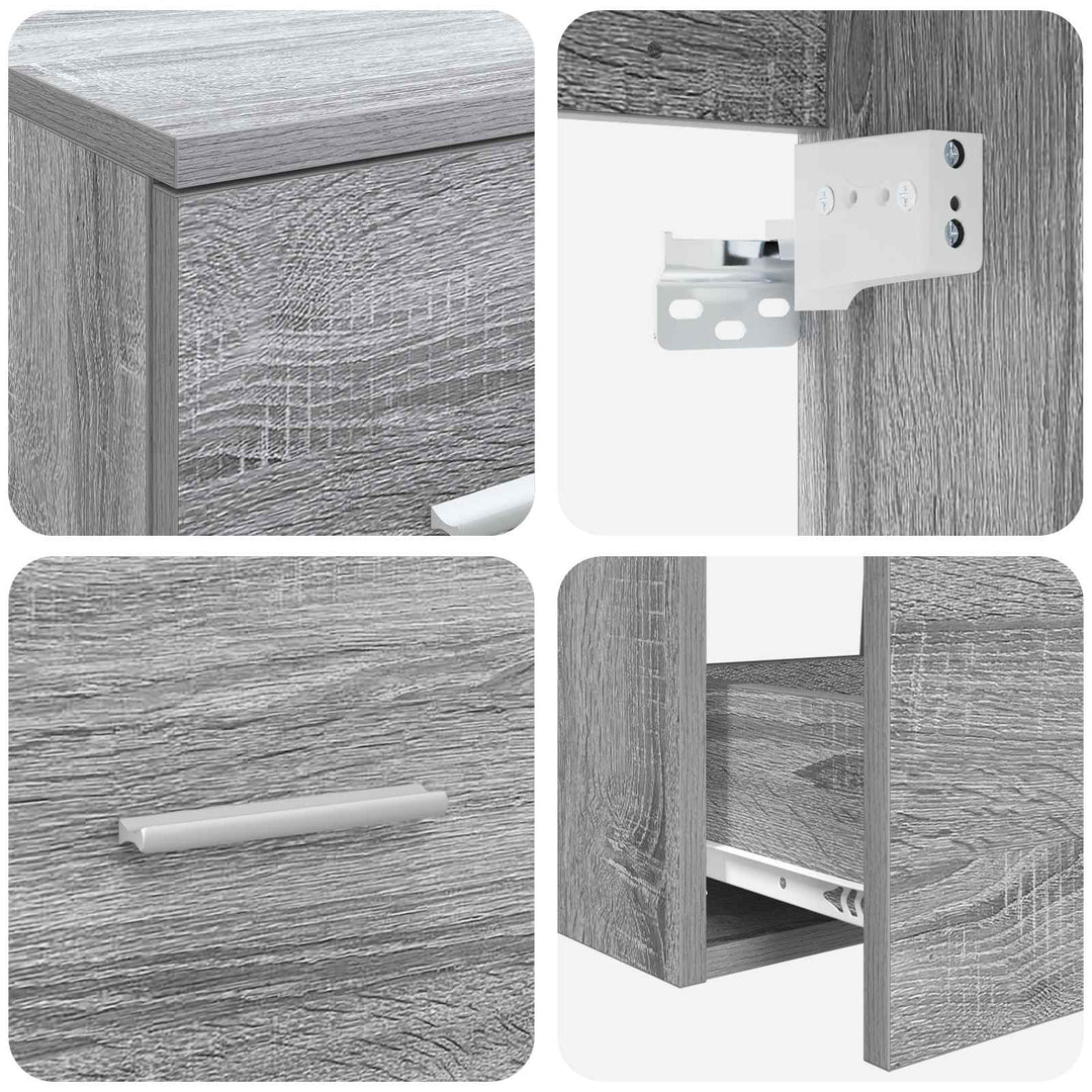 Badeværelsesmøbel sæt 3 stk. Grå Sonoma 49,5 x 44,5 x 65,5 cm