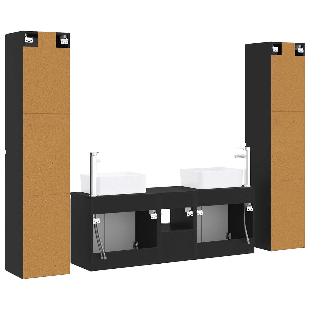 Badeværelsesmøbel sæt 5 stk. Sort 33 x 34,5 x 160 cm