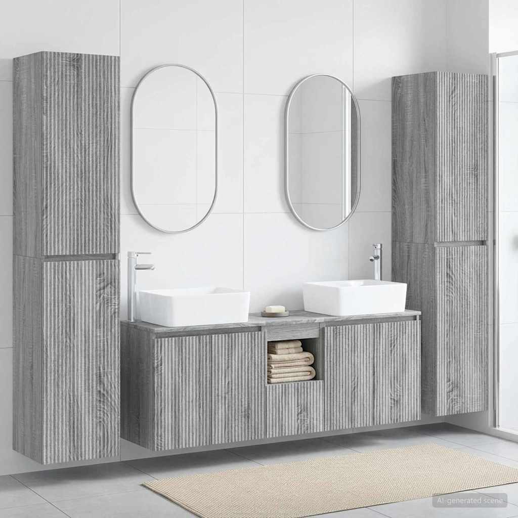 Badeværelsesmøbel sæt 5 stk. Grå Sonoma 33 x 34,5 x 160 cm