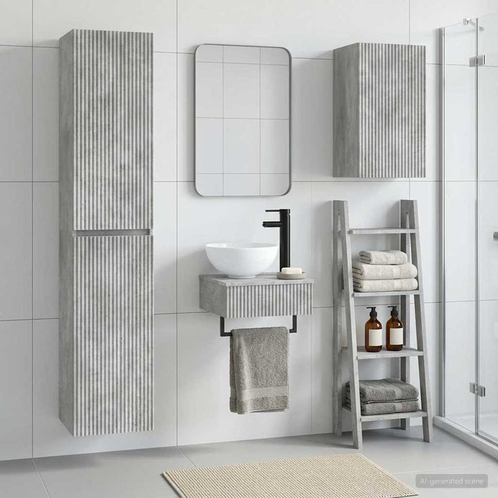 Badeværelsesmøbel sæt 3 stk. Betongrå 33 x 34,5 x 160 cm