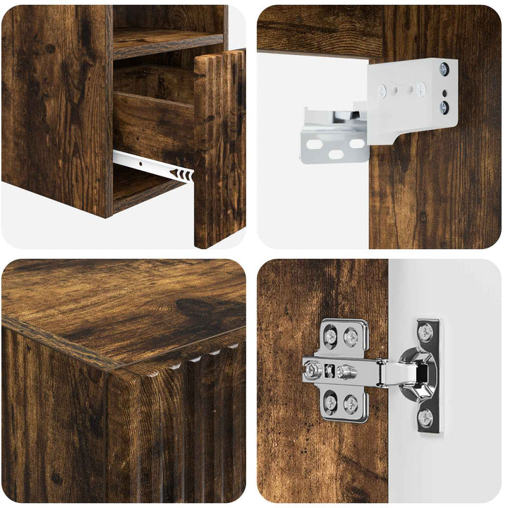 Badeværelsesmøbel sæt 3 stk. Røget eg 33 x 34,5 x 160 cm