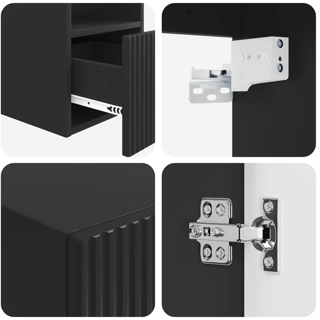 Badeværelsesmøbel sæt 3 stk. Sort 33 x 34,5 x 160 cm