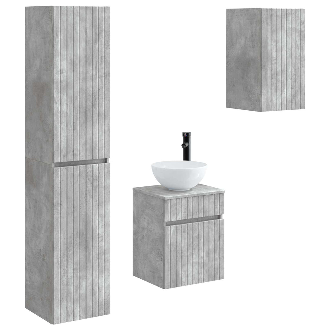 Badeværelsesmøbel sæt 3 stk. Betongrå 33 x 34,5 x 160 cm
