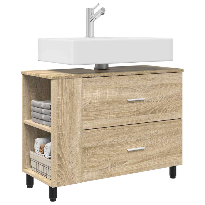 Badeværelse Vaskeskab Sonoma-eg 80 x 35 x 60 cm Konstrueret træ