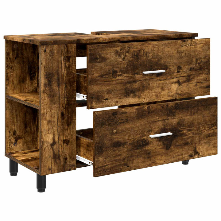 Badeværelse Vaskeskab Røget eg 80 x 35 x 60 cm Konstrueret træ