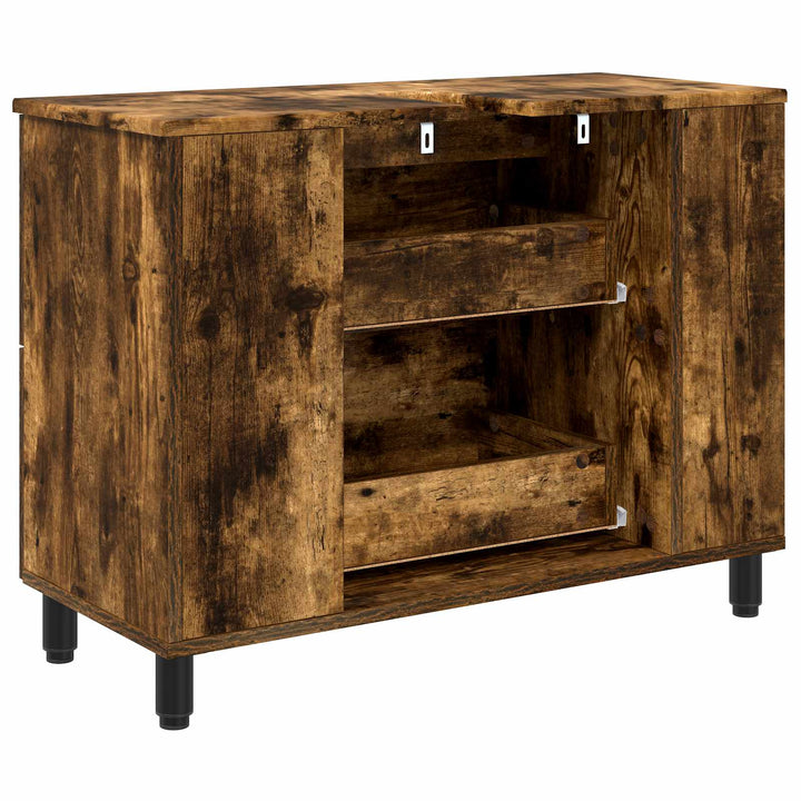 Badeværelse Vaskeskab Røget eg 80 x 35 x 60 cm Konstrueret træ