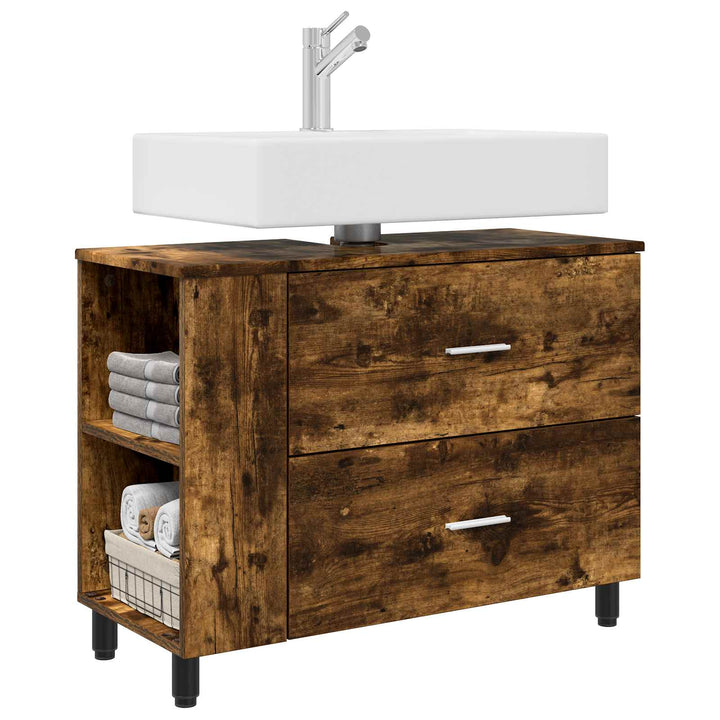 Badeværelse Vaskeskab Røget eg 80 x 35 x 60 cm Konstrueret træ