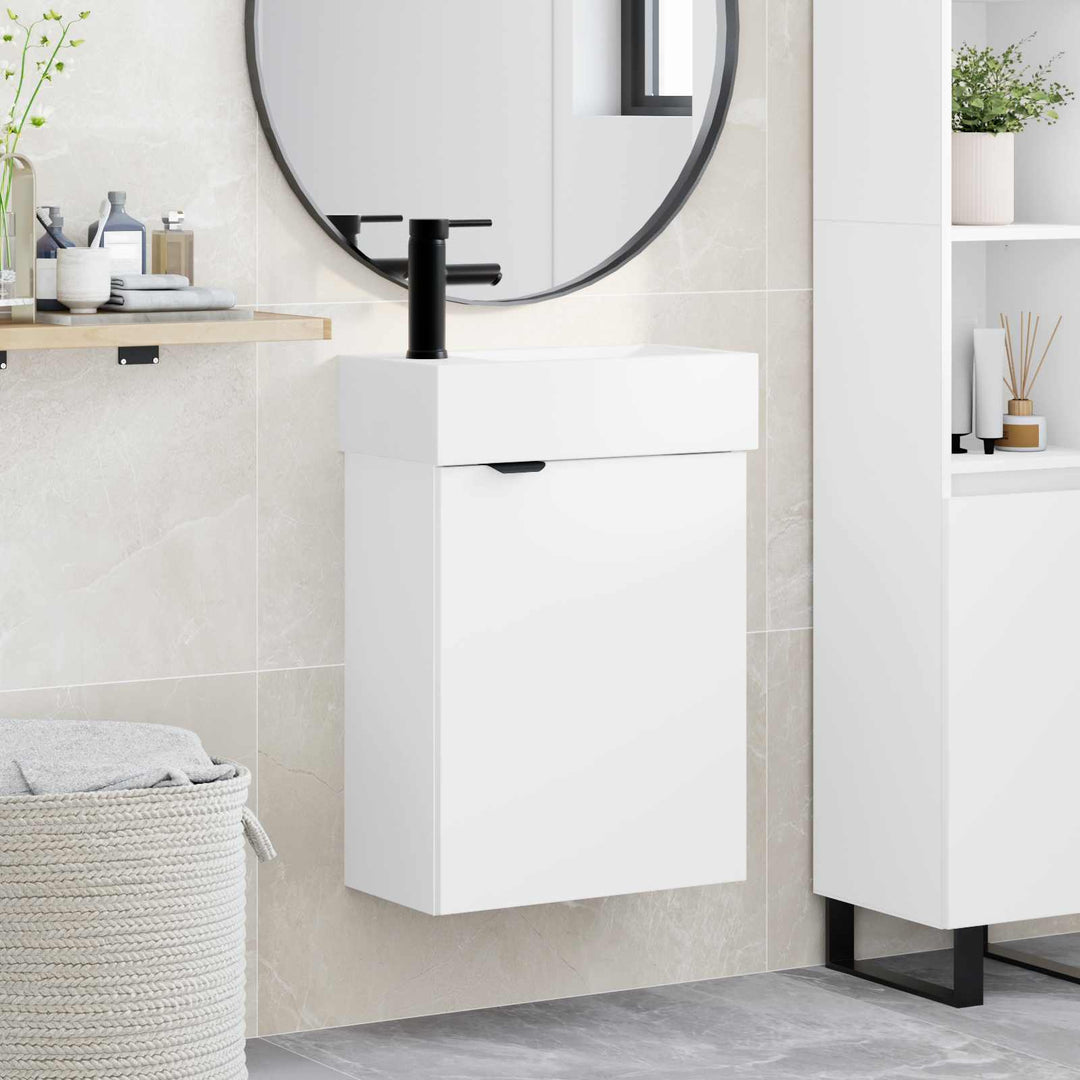 Badeværelses Vanity-enhed med Armatur Hvid 45,5 x 22,5 x 84 cm