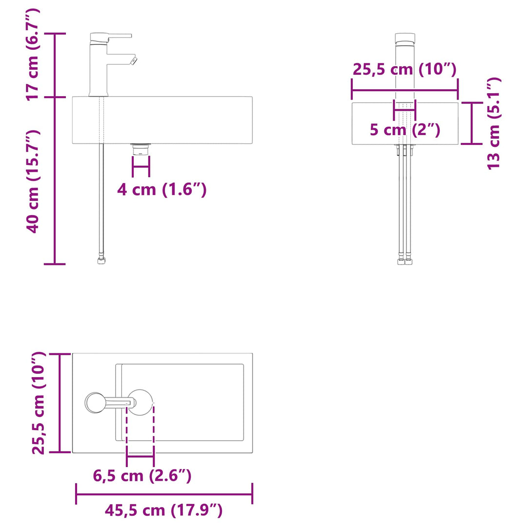 Badeværelses Vanity-enhed med Armatur Sort eg