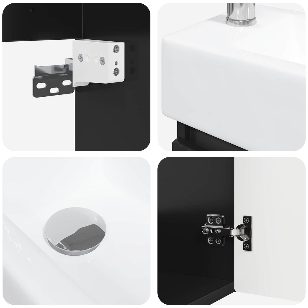 Badeværelses Vanity-enhed med Armatur Sort 45,5 x 22,5 x 84 cm