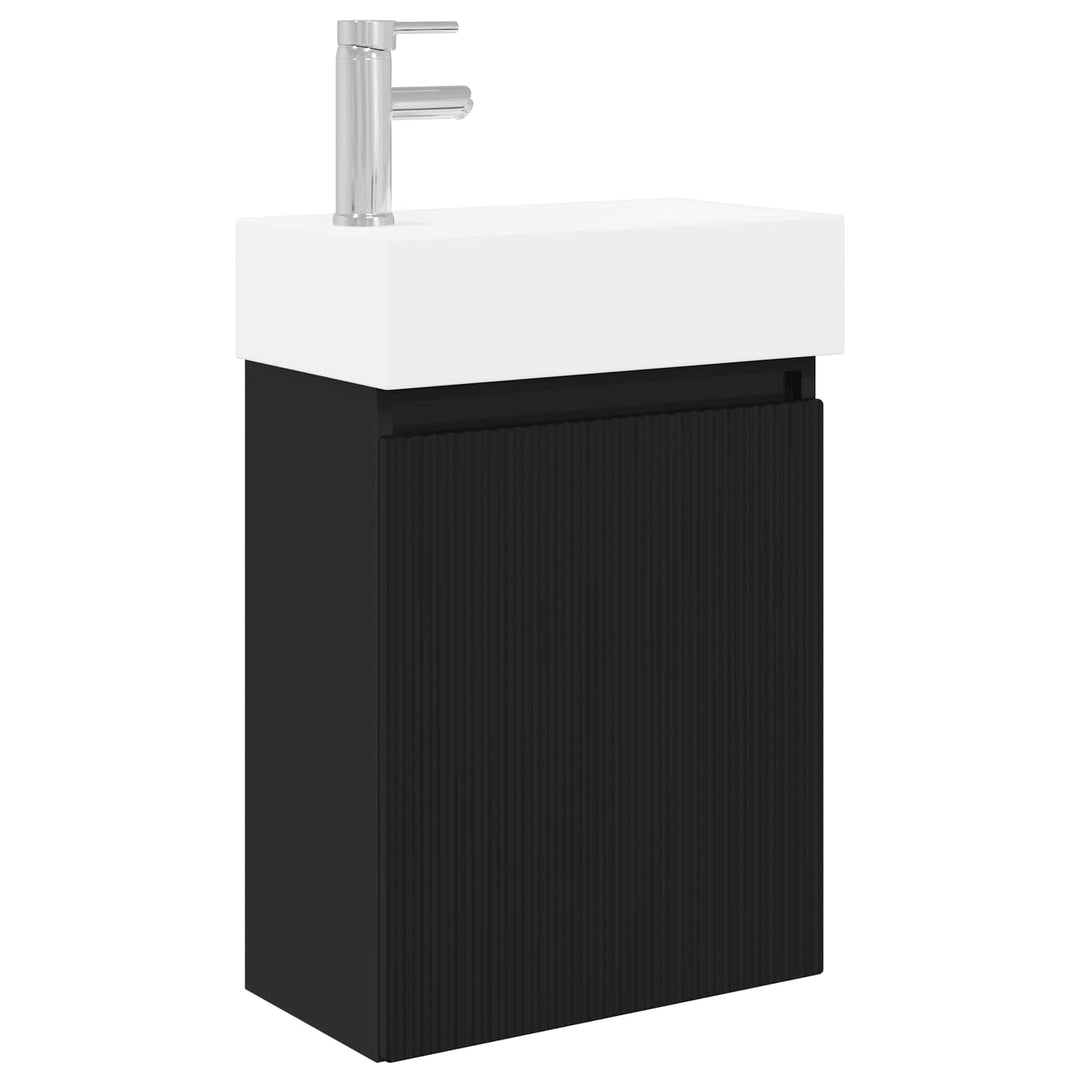 Badeværelses Vanity-enhed med Armatur Sort 45,5 x 22,5 x 84 cm