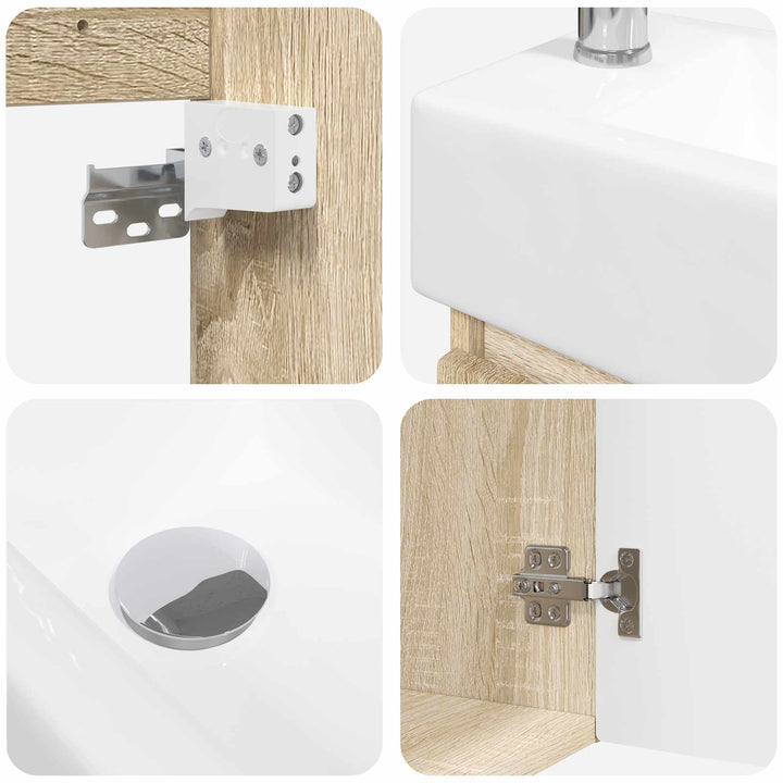 Badeværelses Vanity-enhed med Armatur Sonoma-eg