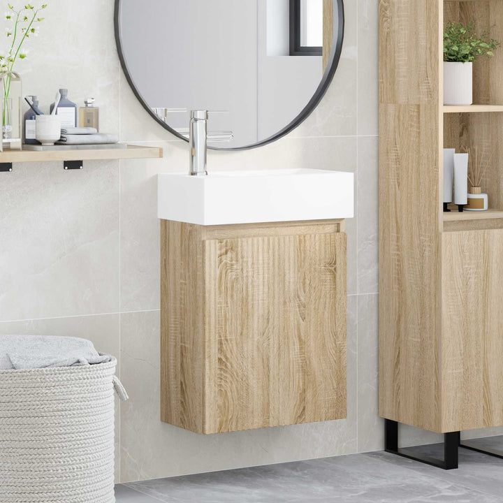 Badeværelses Vanity-enhed med Armatur Sonoma-eg