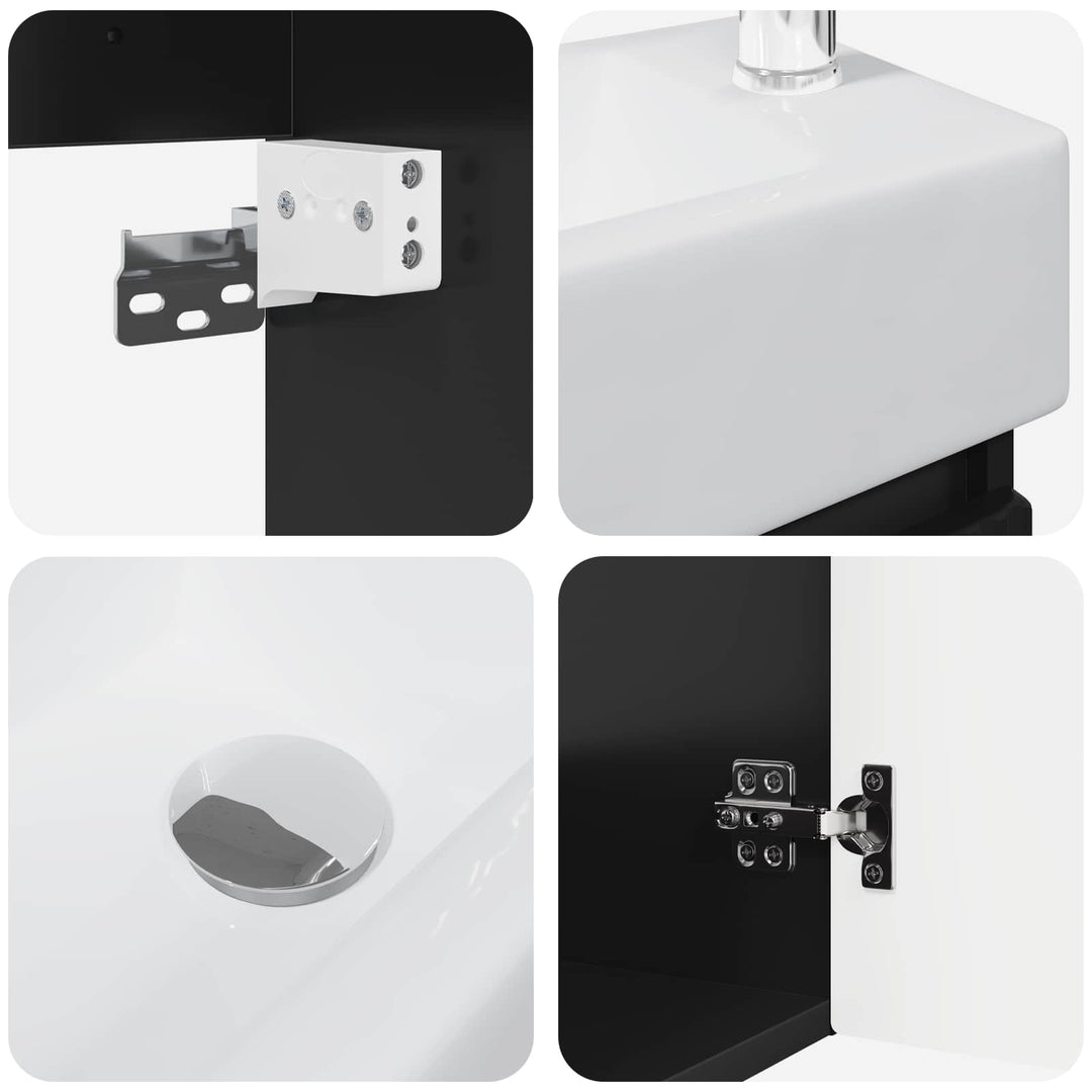 Badeværelses Vanity-enhed med Armatur Sort 45,5 x 22,5 x 84 cm