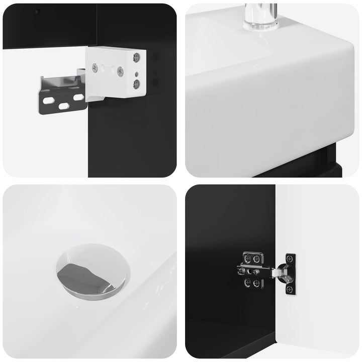 Badeværelses Vanity-enhed med Armatur Sort 45,5 x 22,5 x 84 cm