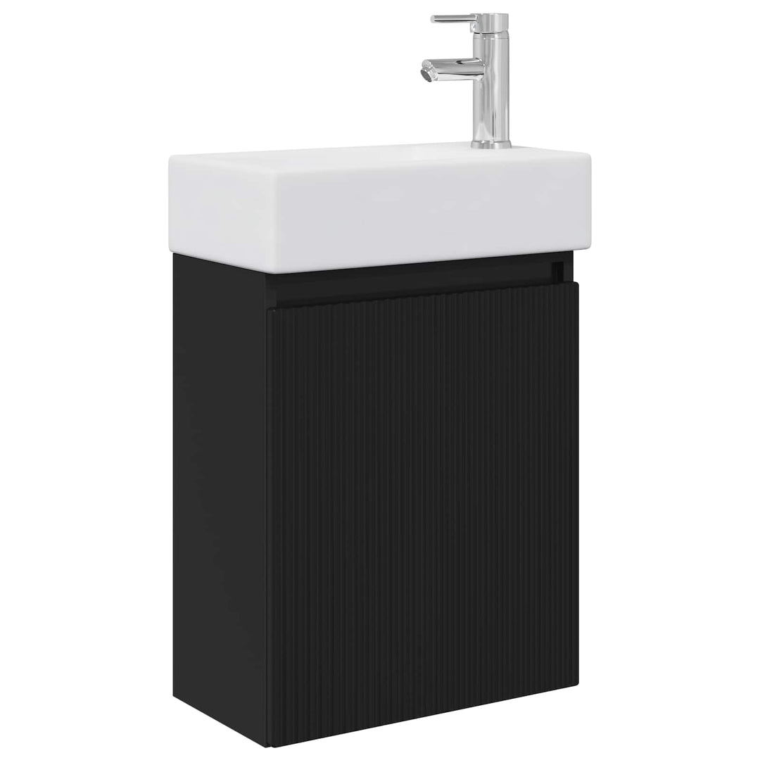 Badeværelses Vanity-enhed med Armatur Sort 45,5 x 22,5 x 84 cm