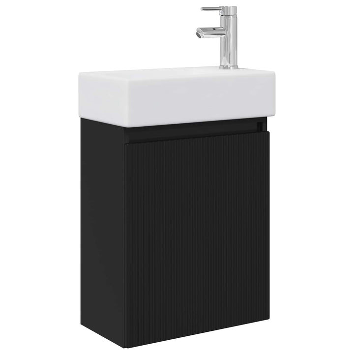 Badeværelses Vanity-enhed med Armatur Sort 45,5 x 22,5 x 84 cm