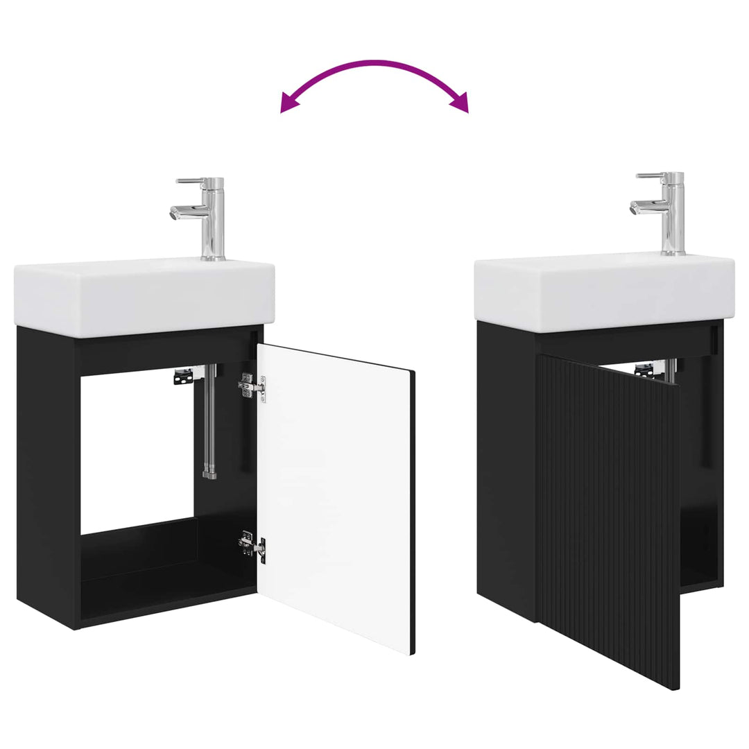 Badeværelses Vanity-enhed med Armatur Sort 45,5 x 22,5 x 84 cm