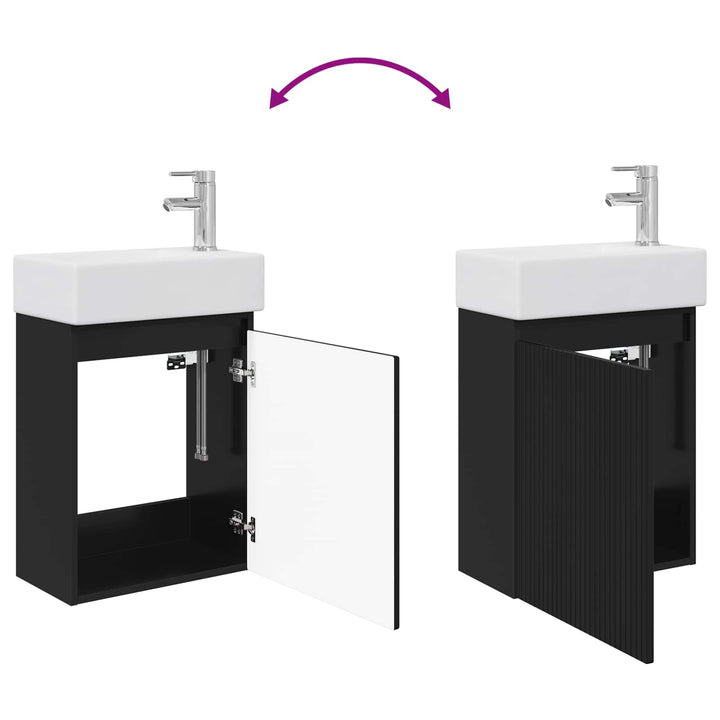 Badeværelses Vanity-enhed med Armatur Sort 45,5 x 22,5 x 84 cm