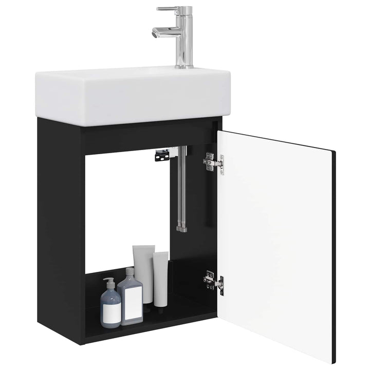 Badeværelses Vanity-enhed med Armatur Sort 45,5 x 22,5 x 84 cm