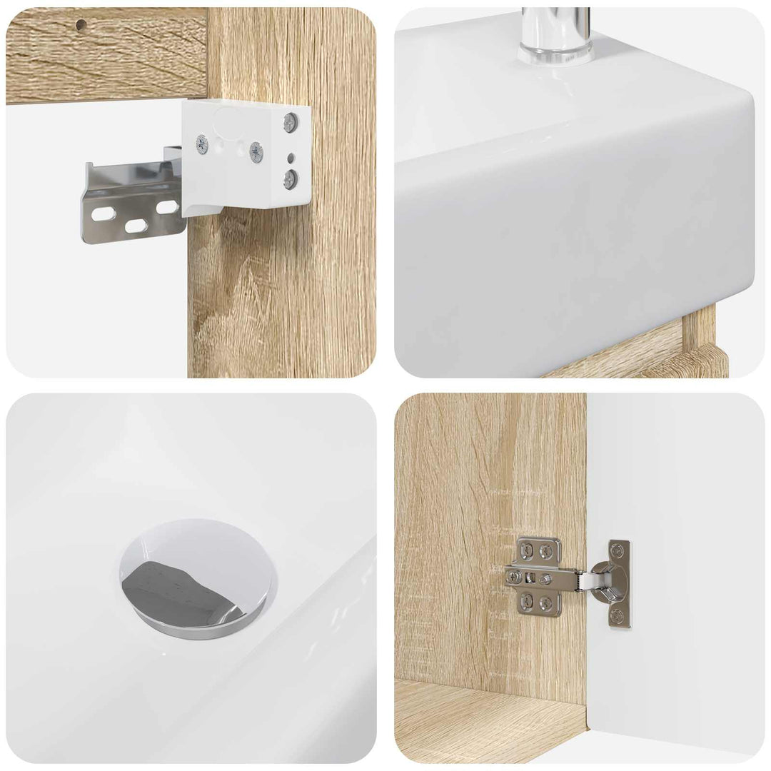 Badeværelses Vanity-enhed med Armatur Sonoma-eg