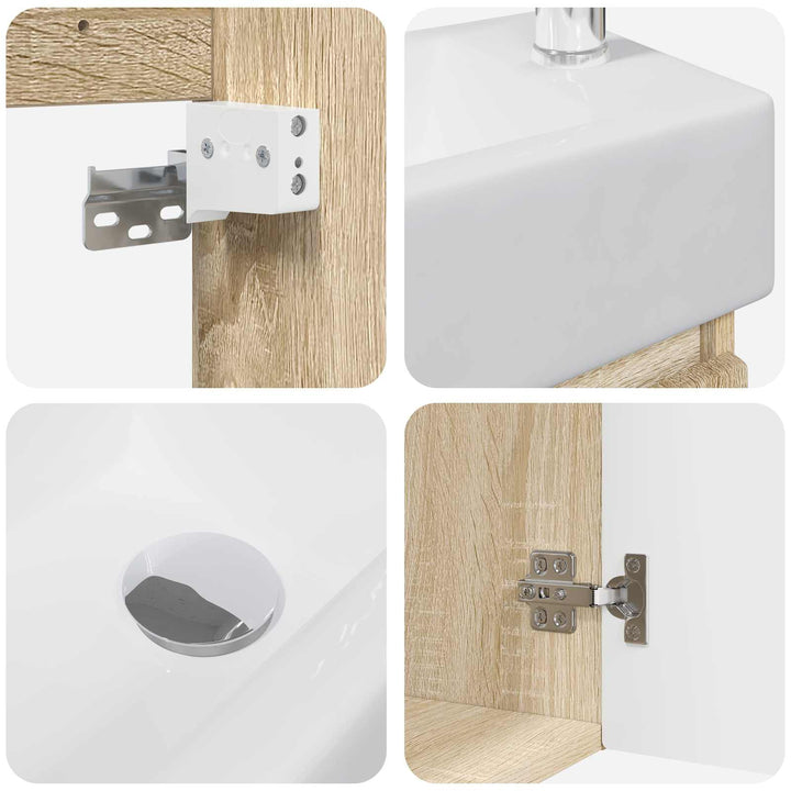 Badeværelses Vanity-enhed med Armatur Sonoma-eg