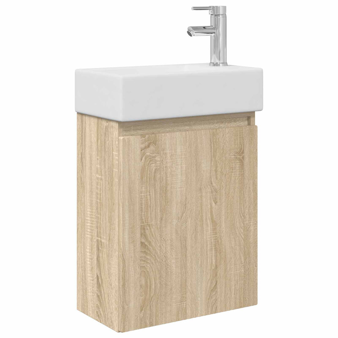 Badeværelses Vanity-enhed med Armatur Sonoma-eg