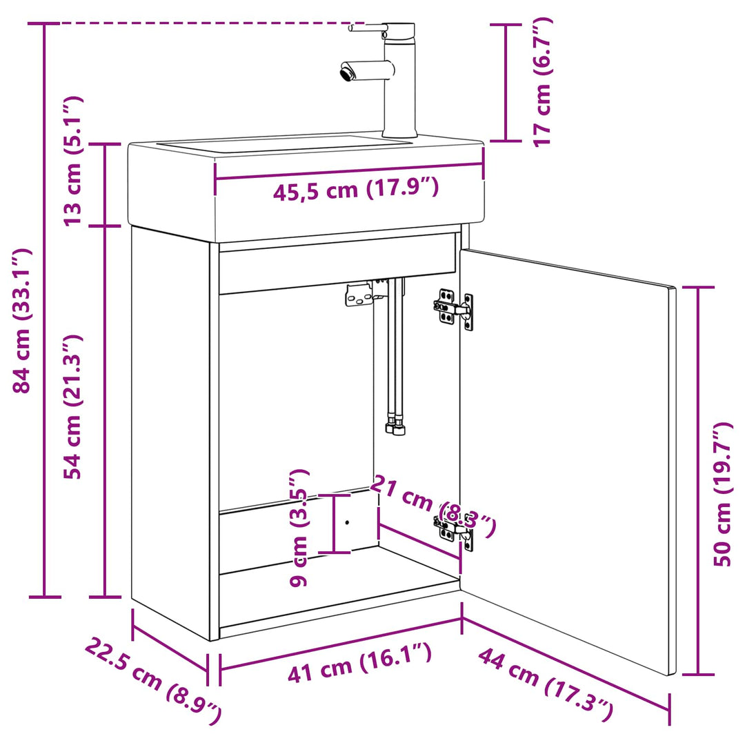 Badeværelses Vanity-enhed med Armatur Sonoma-eg