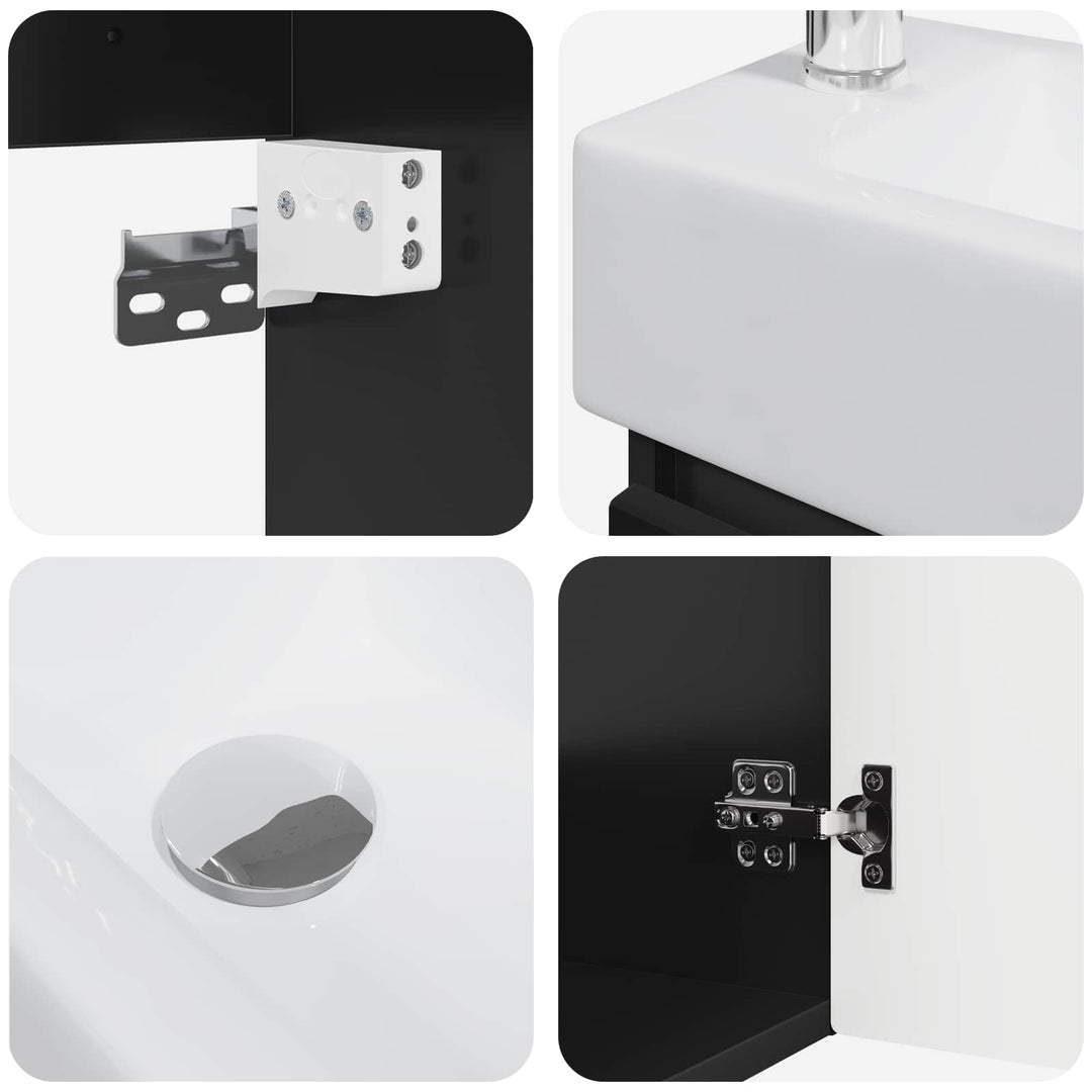 Badeværelses Vanity-enhed med Armatur Sort 45,5 x 22,5 x 84 cm