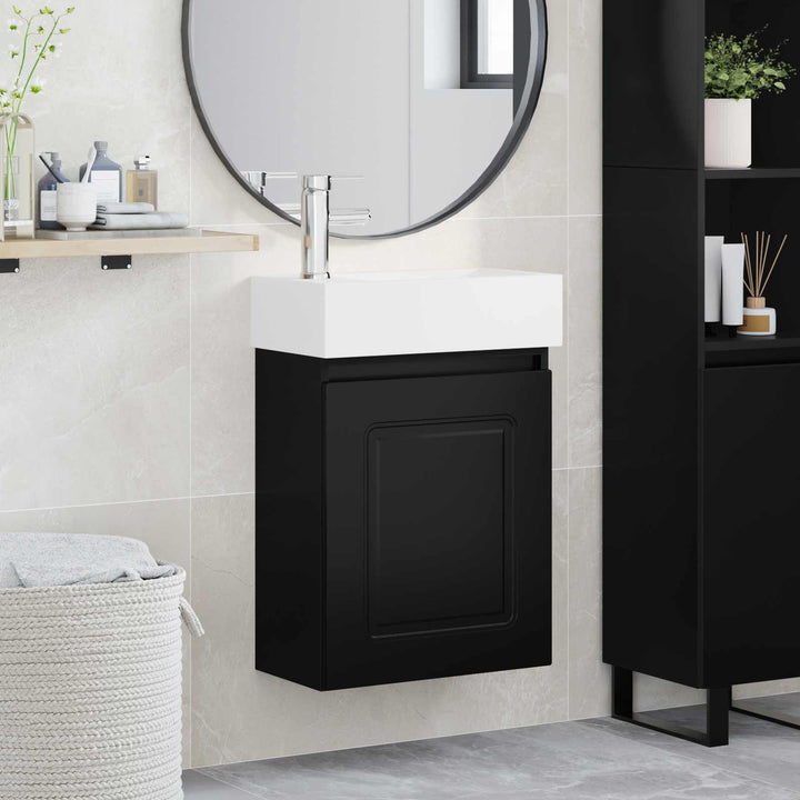Badeværelses Vanity-enhed med Armatur Sort 45,5 x 22,5 x 84 cm