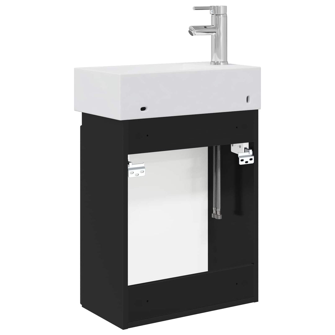 Badeværelses Vanity-enhed med Armatur Sort 45,5 x 22,5 x 84 cm