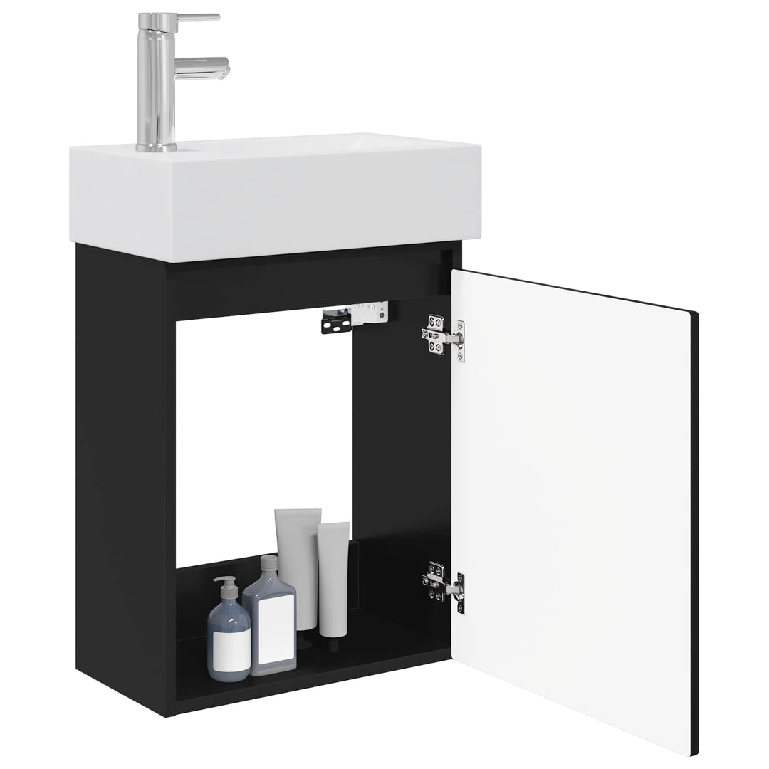 Badeværelses Vanity-enhed med Armatur Sort 45,5 x 22,5 x 84 cm