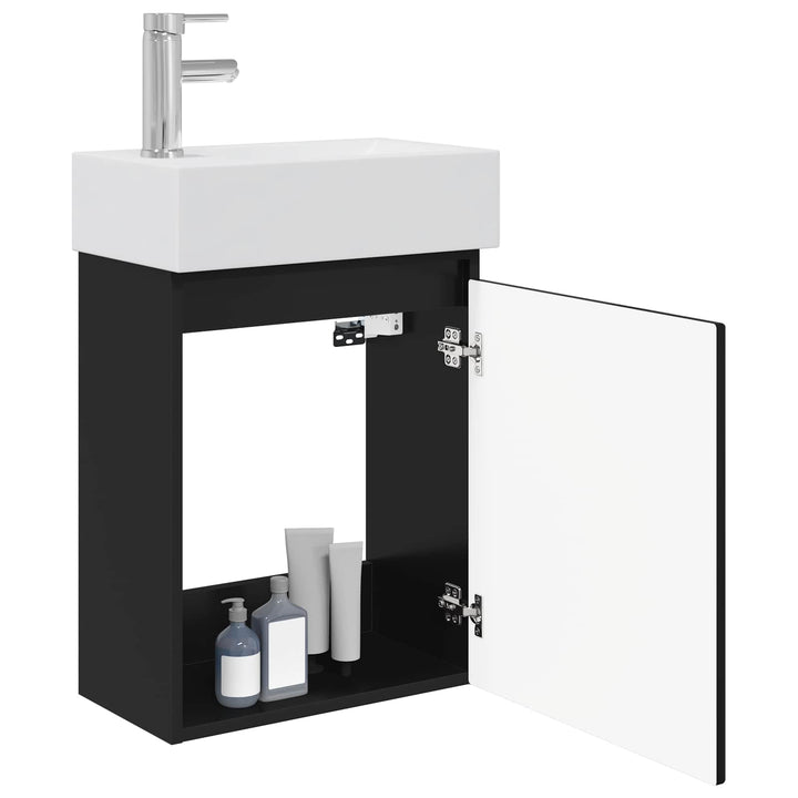 Badeværelses Vanity-enhed med Armatur Sort 45,5 x 22,5 x 84 cm