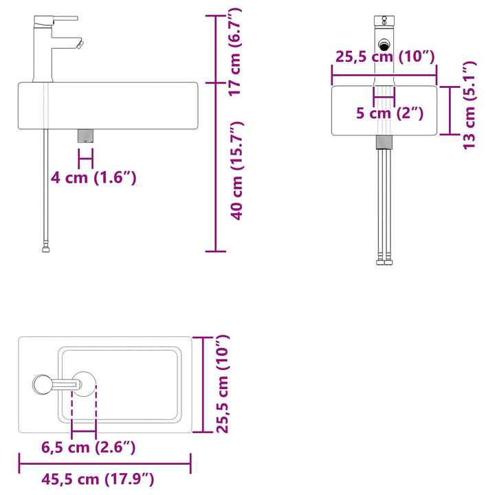 Badeværelses Vanity-enhed med Armatur Sort 45,5 x 22,5 x 84 cm
