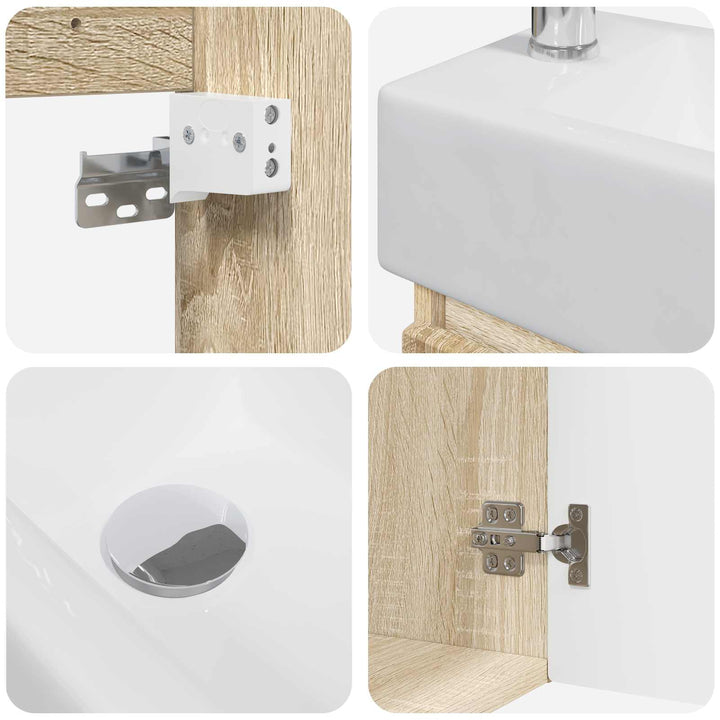 Badeværelses Vanity-enhed med Armatur Sonoma-eg