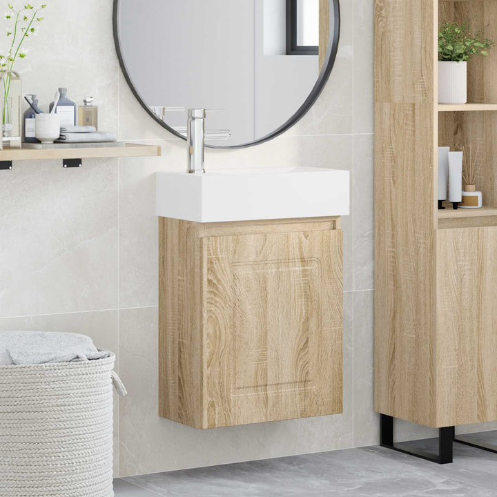 Badeværelses Vanity-enhed med Armatur Sonoma-eg