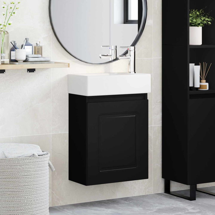 Badeværelses Vanity-enhed med Armatur Sort 45,5 x 22,5 x 84 cm