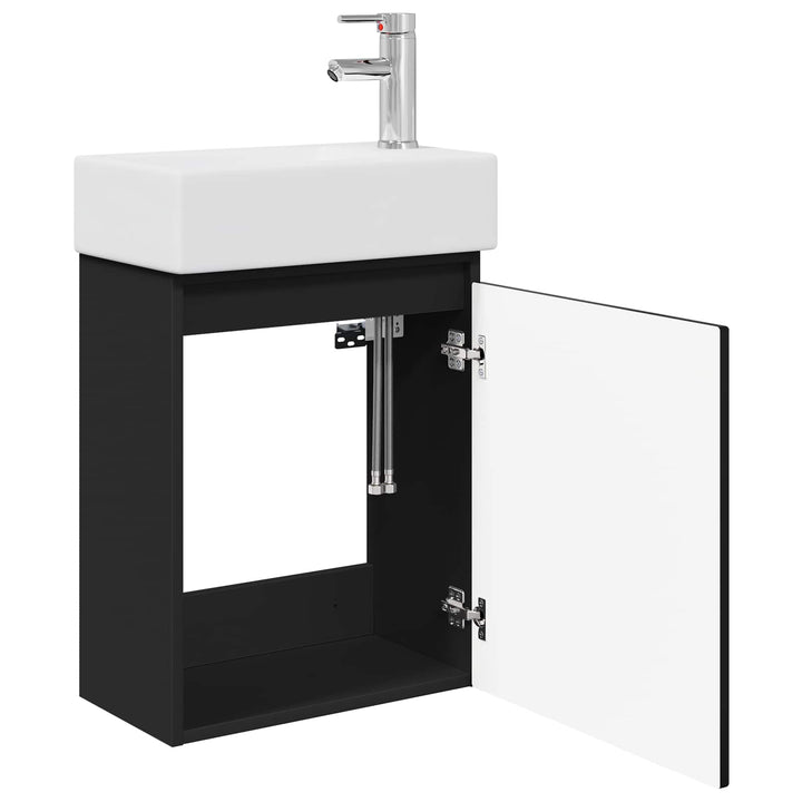 Badeværelses Vanity-enhed med Armatur Sort 45,5 x 22,5 x 84 cm