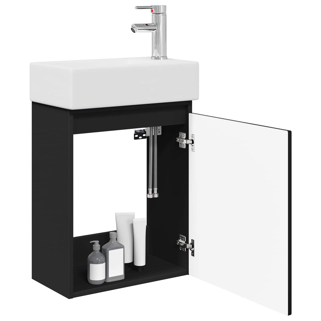 Badeværelses Vanity-enhed med Armatur Sort 45,5 x 22,5 x 84 cm