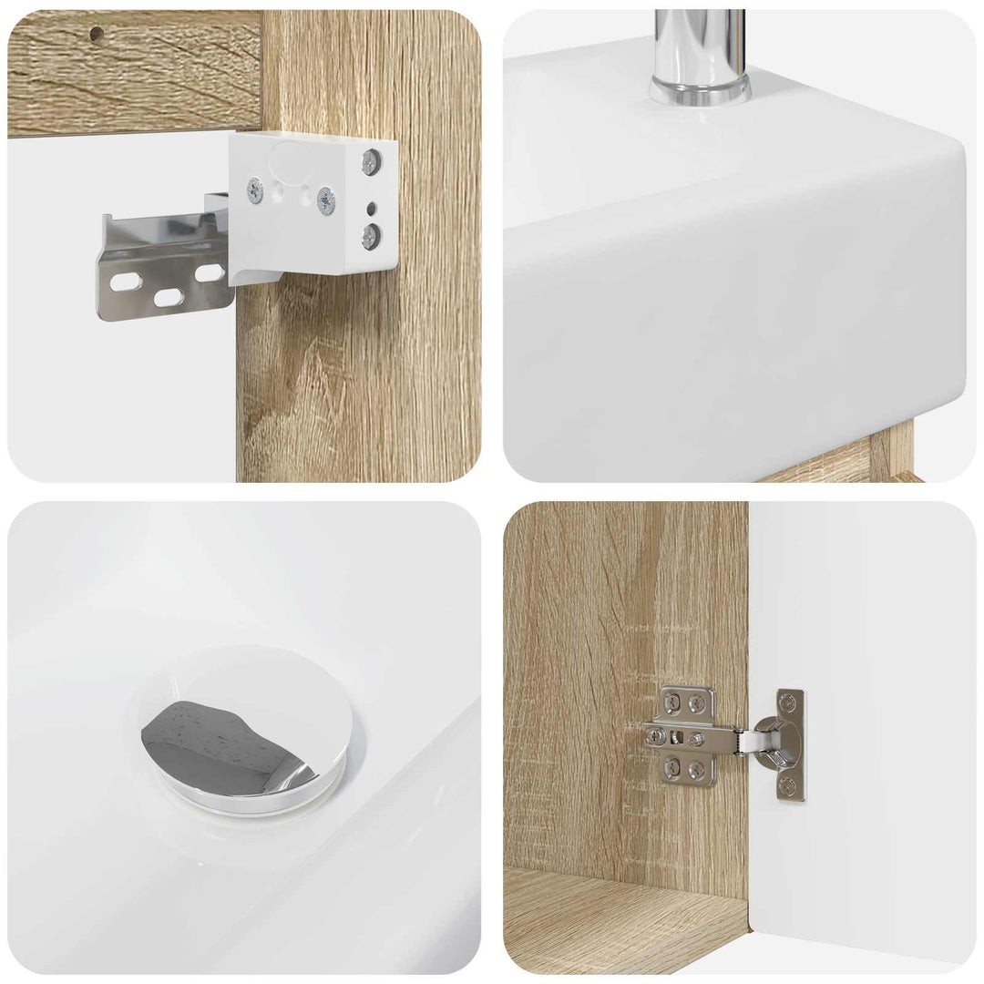 Badeværelses Vanity-enhed med Armatur Sonoma-eg