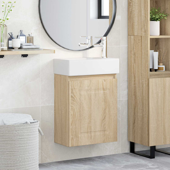 Badeværelses Vanity-enhed med Armatur Sonoma-eg