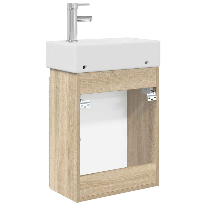 Badeværelses Vanity-enhed med Armatur Sonoma-eg