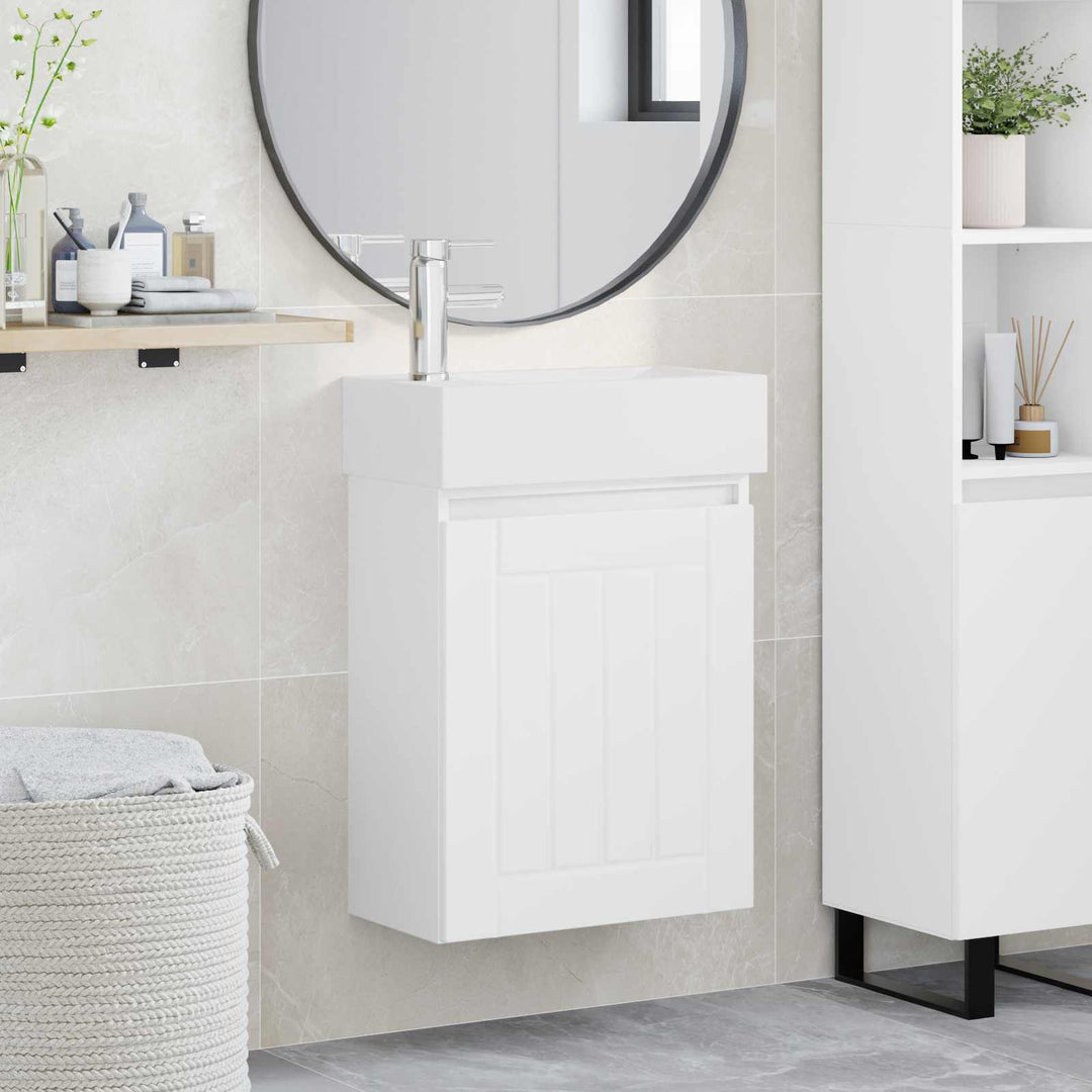 Badeværelses Vanity-enhed med Armatur Hvid 45,5 x 25,5 x 84 cm